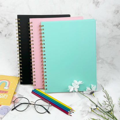 Lined Spiral Notebook B5 Hardcover Pink College Ruled Journal 100GSM 7x10