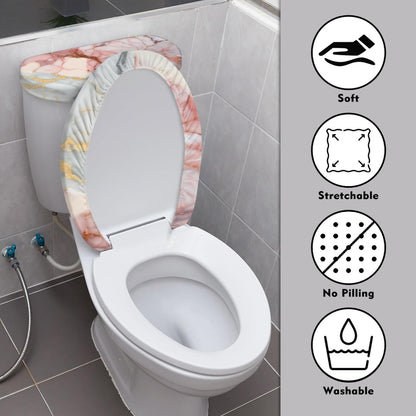 Pink Toilet Seat Cover Set Elongated Tank Cover Rose Gold Marble Toilet Lid Decor for Bathroom Decorations