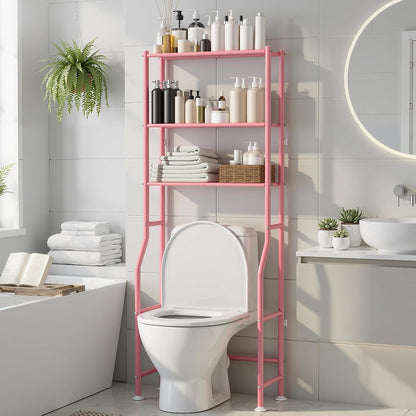 3-Tier Over Toilet Storage, Anti-Tip, 64" H, Pink