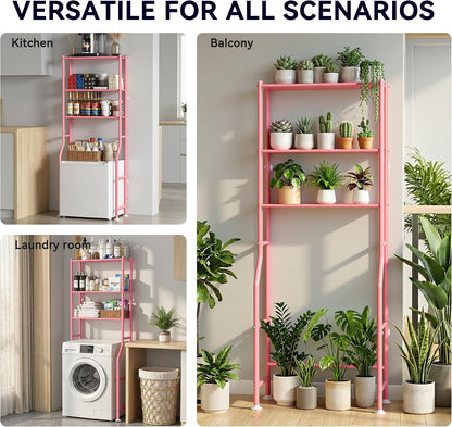3-Tier Over Toilet Storage, Anti-Tip, 64" H, Pink