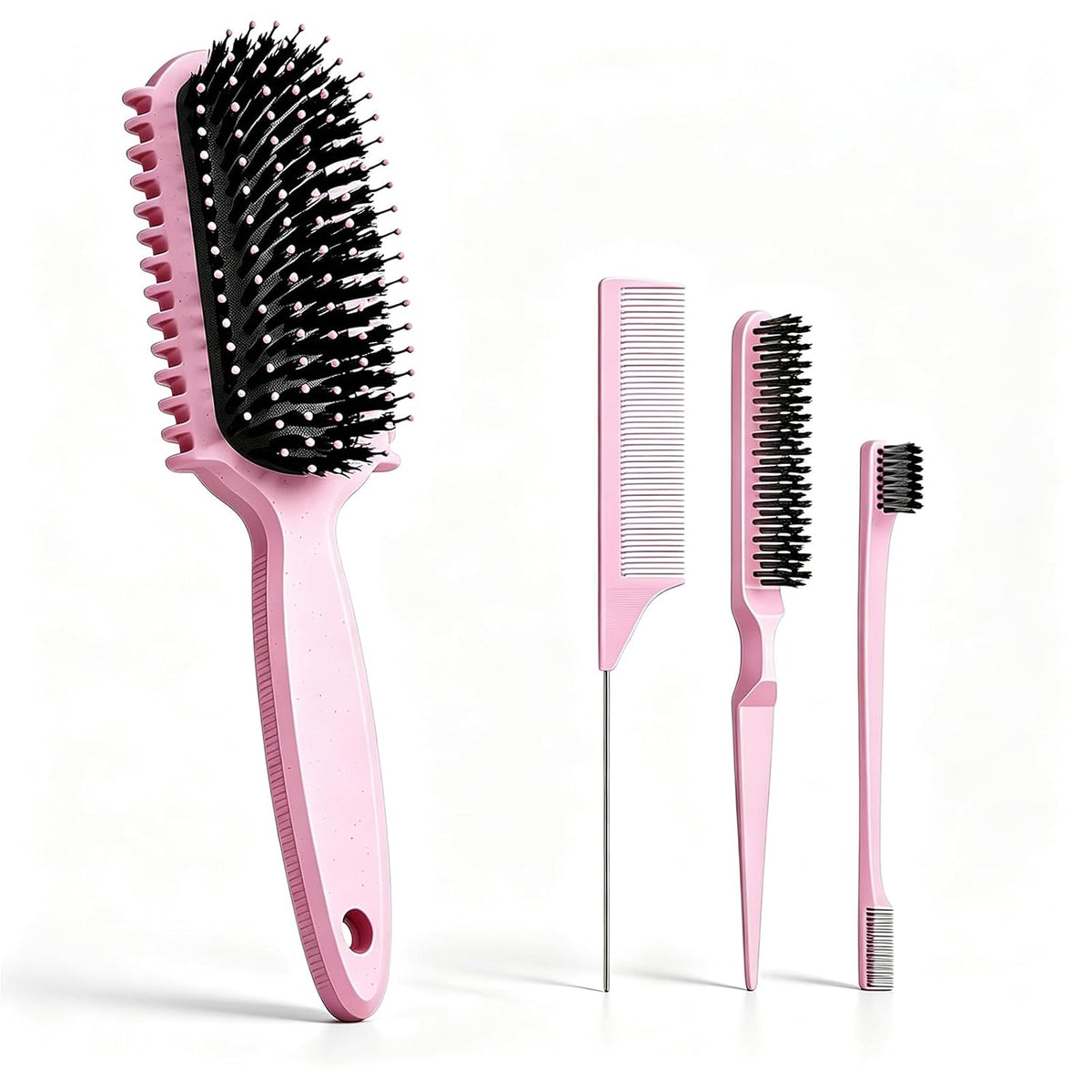 Curl Defining Brush, Curly Hair Brush, Slick Back Hair Brush, For Combing and Shaping Curls in All Hairstyles to Reduce Pulling (Pink)