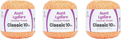 Aunt Lydia Classic Light Peach Crochet - 3 Pack of 350y/320m - Cotton - Gauge 10 - Crochet