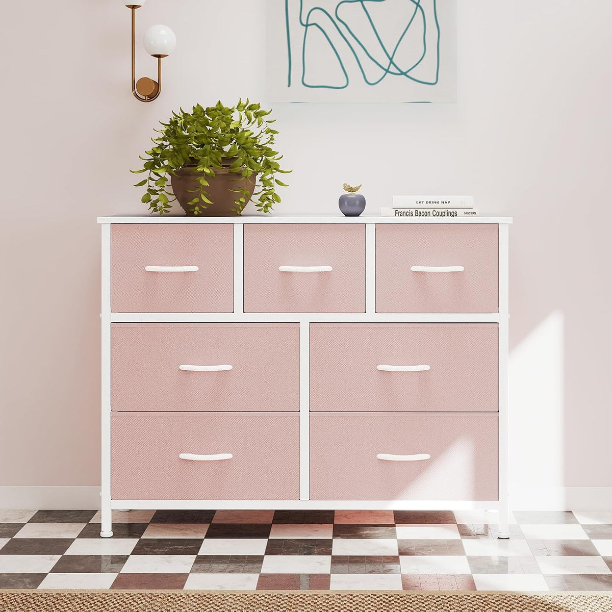 7 Drawer Fabric Dresser, Storage Tower for Bedroom and Closet