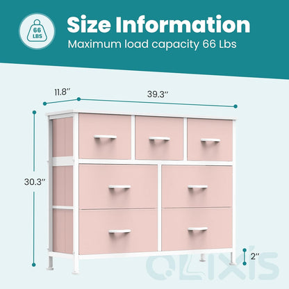 7 Drawer Fabric Dresser, Storage Tower for Bedroom and Closet