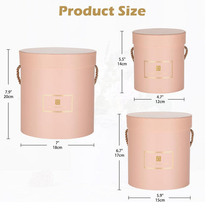Pink Gift Box with Lids Set of 3 Round Nesting Gift Boxes for Presents 3 Assorted Sizes Flowers Arrangements Box for Gift Giving Christmas Valentine Thanksgiving Mom Gifts Present Wrapping