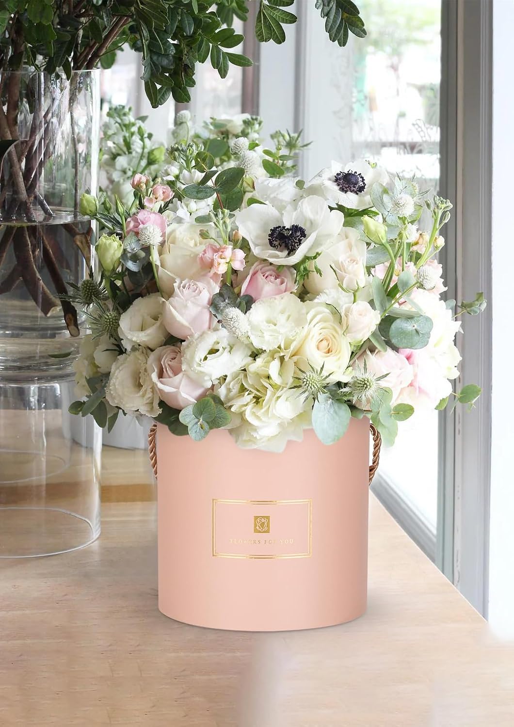 Pink Gift Box with Lids Set of 3 Round Nesting Gift Boxes for Presents 3 Assorted Sizes Flowers Arrangements Box for Gift Giving Christmas Valentine Thanksgiving Mom Gifts Present Wrapping