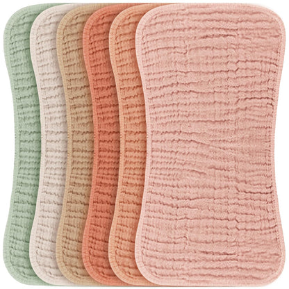 6 Pack Large Muslin Baby Burp Cloths and Burp Rags Set for Newborn