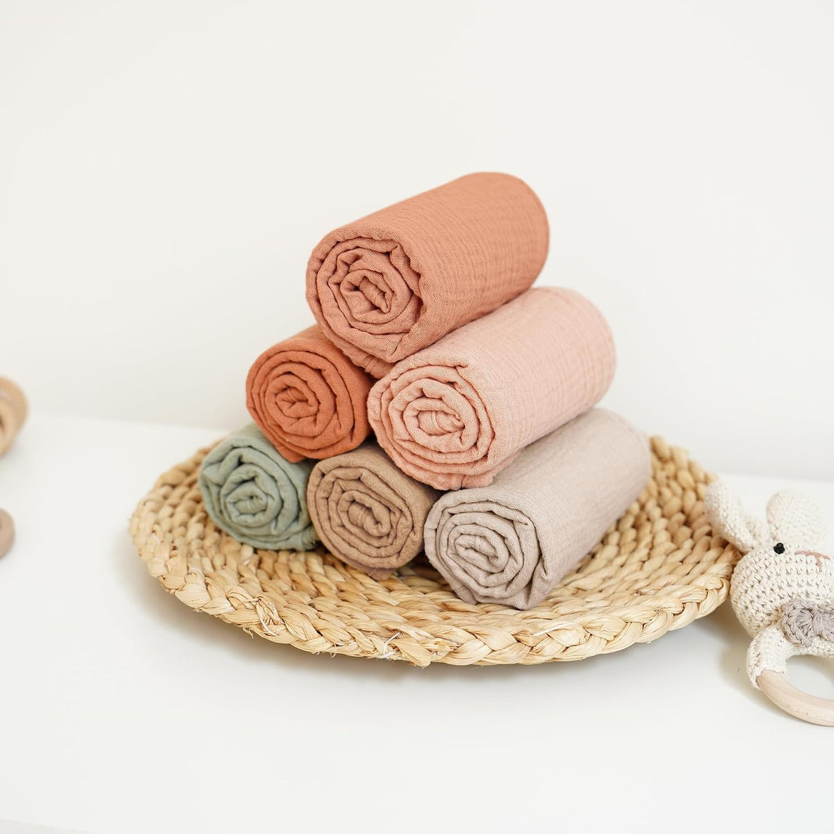 6 Pack Large Muslin Baby Burp Cloths and Burp Rags Set for Newborn