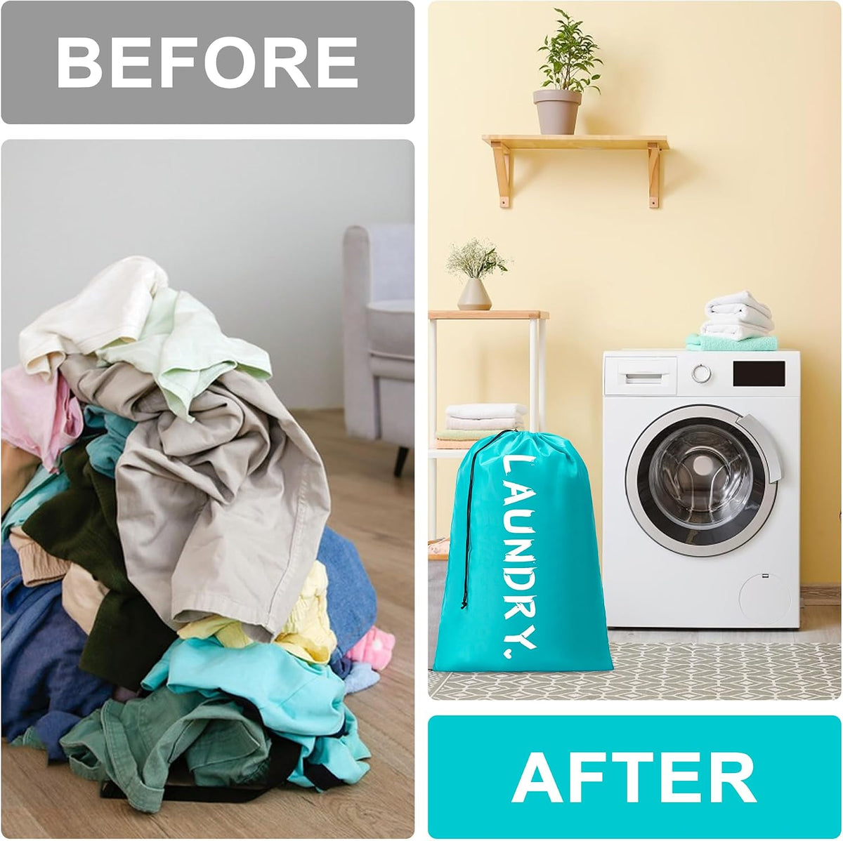 2 Pack Travel Laundry Bag,24" x 36", Extra Large Dirty Clothes Organizer
