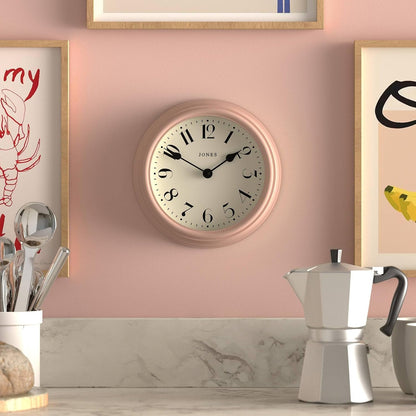 ® Frieze wall Clock | Small Elegant Classic Round Clock | 9" | Pink | Pretty Design Ideal for the Kitchen, Living Room, Bedroom, Large or Small Spaces