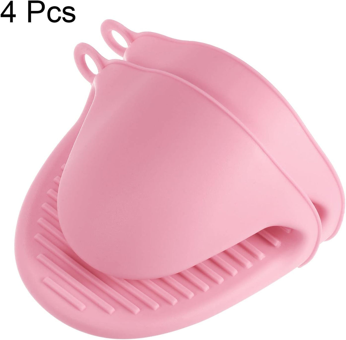 4pcs Thickened Mini Oven Gloves, Heat Resistant Silicone Oven Mitts Finger Pinch Grips Pot Holder for Kitchen, Cooking, Baking, BBQ Heat Resistant Gloves, Pink