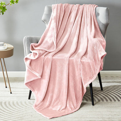 Soft Plush Fuzzy Fleece Throw Blanket for Couch Sofa Chair 50" x 60", Decorative Solid Lightweight Fluffy Velvet Blankets for Women Girl, Cozy Accent Shaggy Flannel Blanket for Bedroom, Pink