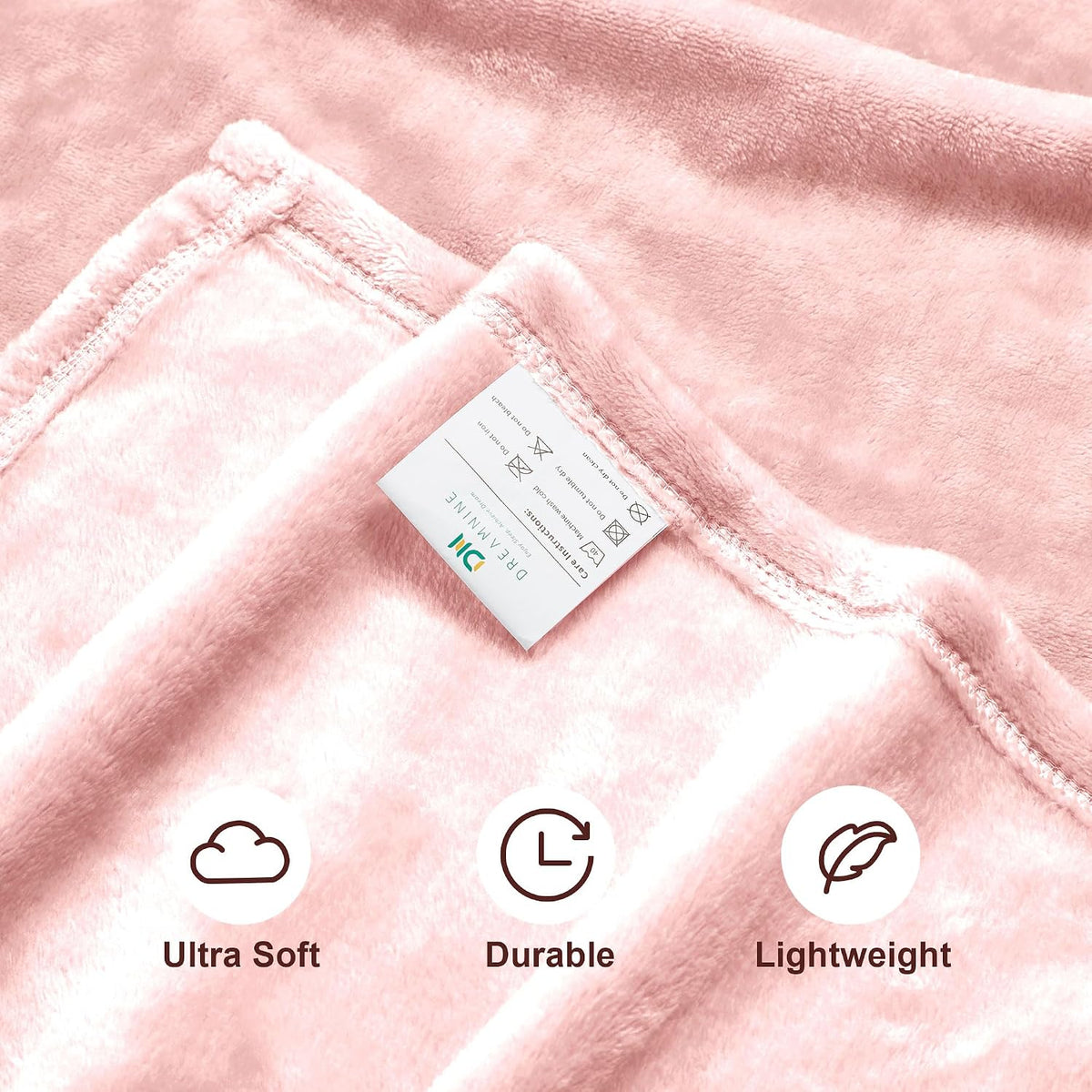 Soft Plush Fuzzy Fleece Throw Blanket for Couch Sofa Chair 50" x 60", Decorative Solid Lightweight Fluffy Velvet Blankets for Women Girl, Cozy Accent Shaggy Flannel Blanket for Bedroom, Pink