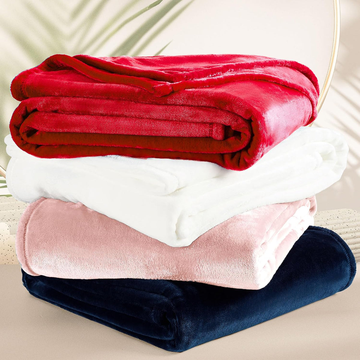 Soft Plush Fuzzy Fleece Throw Blanket for Couch Sofa Chair 50" x 60", Decorative Solid Lightweight Fluffy Velvet Blankets for Women Girl, Cozy Accent Shaggy Flannel Blanket for Bedroom, Pink