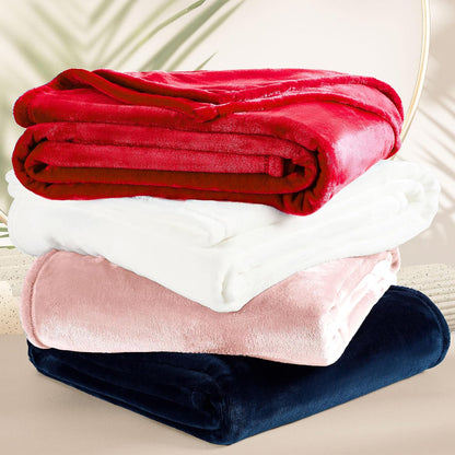 Soft Plush Fuzzy Fleece Throw Blanket for Couch Sofa Chair 50" x 60", Decorative Solid Lightweight Fluffy Velvet Blankets for Women Girl, Cozy Accent Shaggy Flannel Blanket for Bedroom, Pink