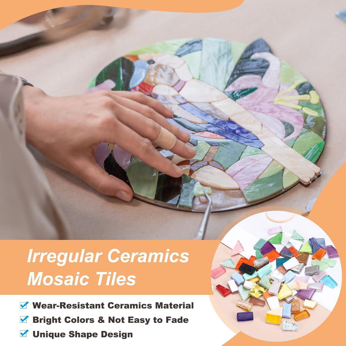 Irregular Glass Mosaic Tiles, 500g/1.1LB Irregular Stained Glass Sheets Broken Mosaic Pieces Tiles Supplies Kit Bulk for DIY Art Craft Making Home Decor, Pink Series