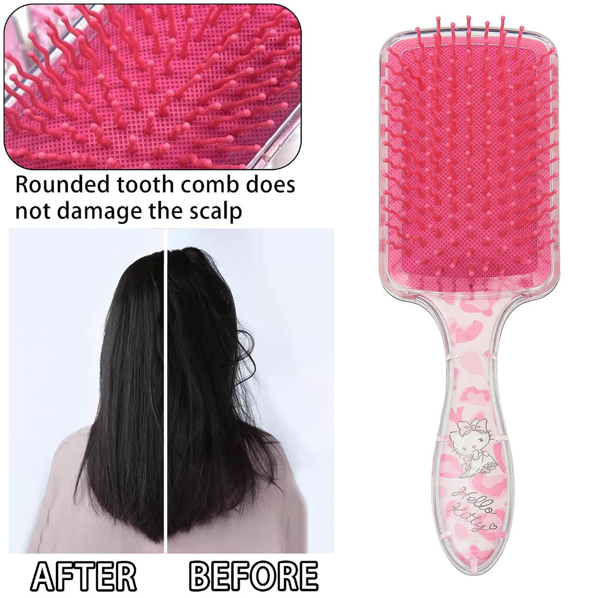 Cute Hair Brush for Women & Girls, Glide Through Tangles with Ease for Thick Curly Thin Long Short Dry & Wet Hair (Pink)