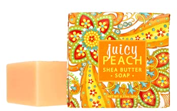 Vegan Natural Botantical Shea Butter Bar Soap, French Milled Triple Milled, Essential Oils, 6.35 ounces (Juicy Peach Shea)