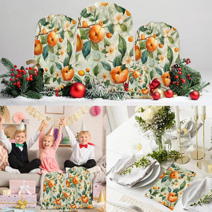 Floral Peach Christmas Drawstring Gifts Bags Xmas Treat Pouch for Christmas Party Supplies Assorted Sizes for Holiday Present 15.75 x 11.8 inches