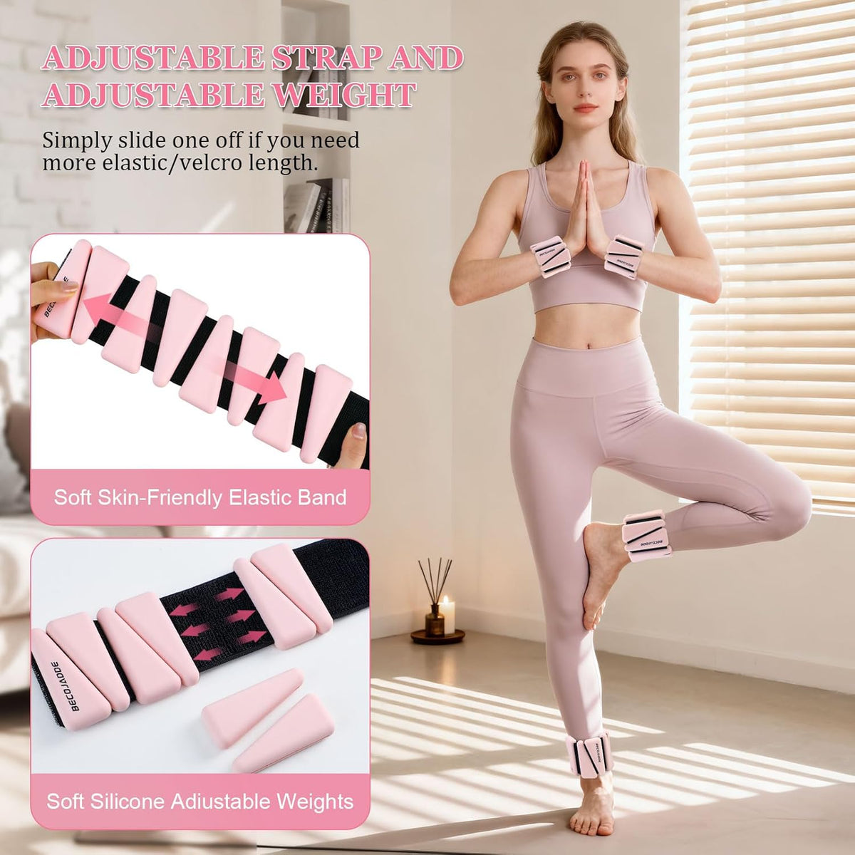 Ankle Weights Set of 2 (1 lb/2 lb/3 lb Each) Adjustable Wrist Weights for Women Men Wearable Arm Leg Weight for Pilates, Running, Walking, Workout, Yoga