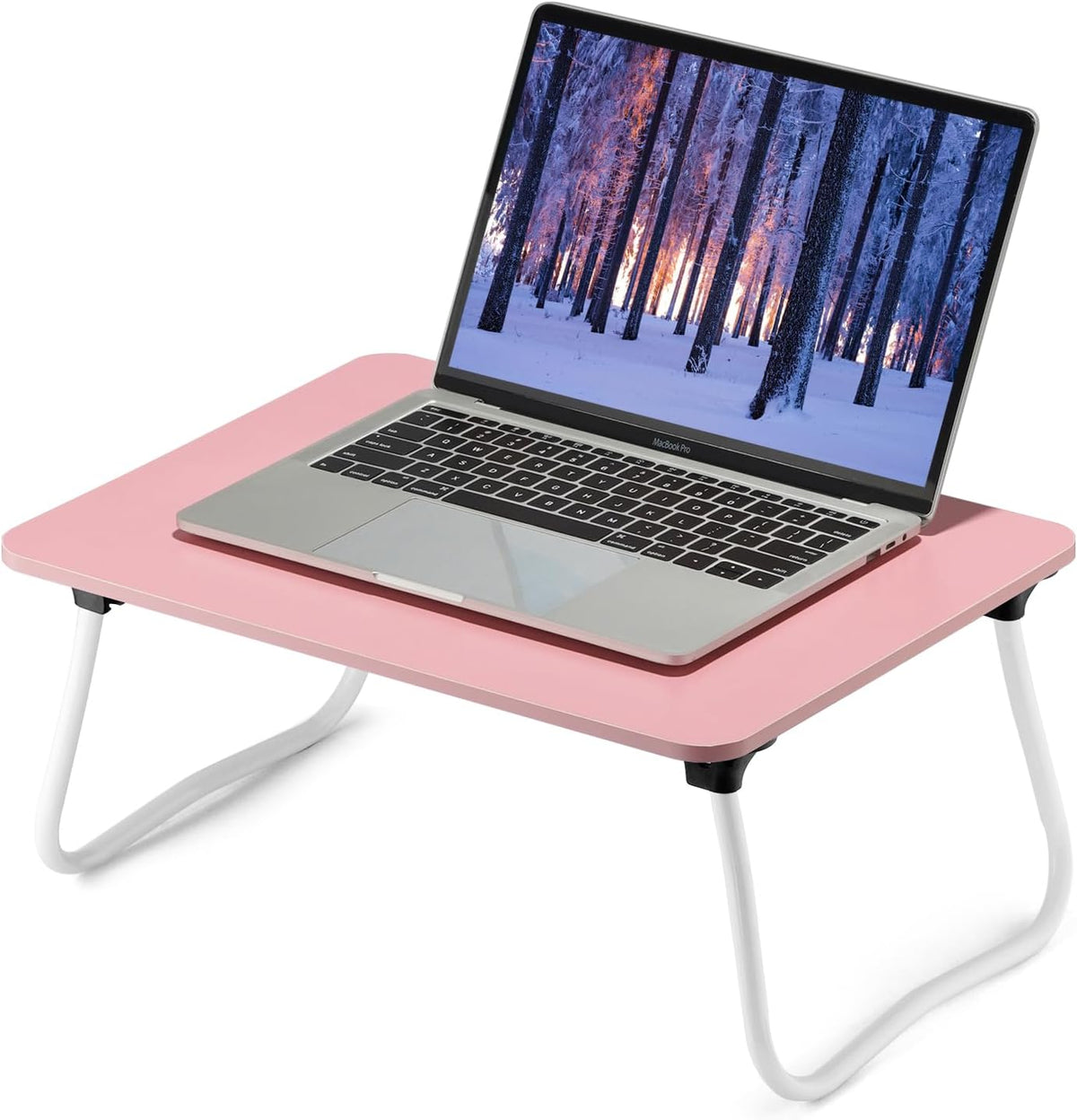 Laptop Bed Desk, Foldable Lap Desk, Portable Lap Table, Bed Table, Laptop Stand, Lightweight & Mini Table for Breakfast/Picnic/Drawing/Couch/Floor - Pink