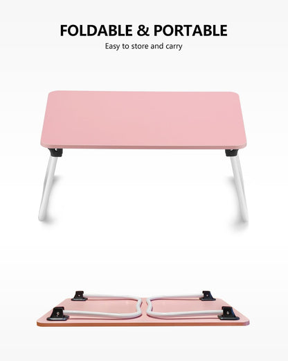 Laptop Bed Desk, Foldable Lap Desk, Portable Lap Table, Bed Table, Laptop Stand, Lightweight & Mini Table for Breakfast/Picnic/Drawing/Couch/Floor - Pink