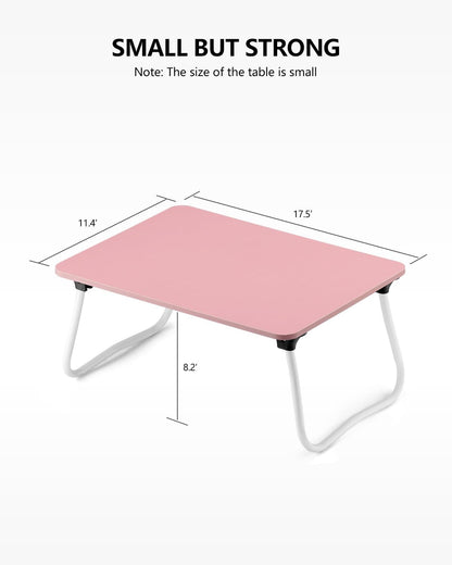 Laptop Bed Desk, Foldable Lap Desk, Portable Lap Table, Bed Table, Laptop Stand, Lightweight & Mini Table for Breakfast/Picnic/Drawing/Couch/Floor - Pink