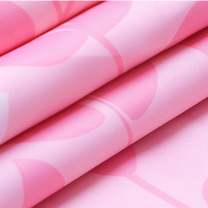 Pink Leaves Decor Soft Fabric Shower Curtain Water-Repellent Eco-Friendly Cute Polyester Fabric Bath Curtains, 72" X 72"