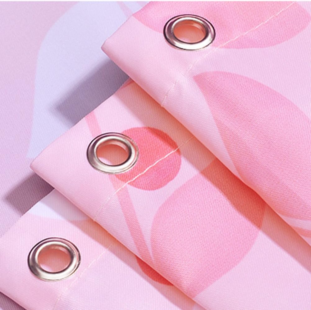 Pink Leaves Decor Soft Fabric Shower Curtain Water-Repellent Eco-Friendly Cute Polyester Fabric Bath Curtains, 72" X 72"