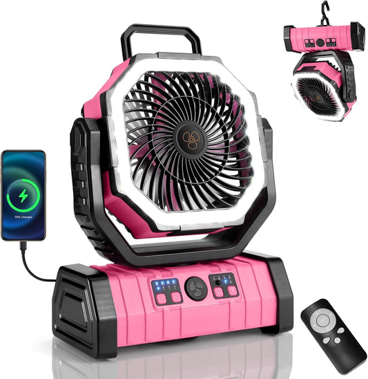 30000mAh Camping Fan with LED Lantern, Rechargeable Battery Fan