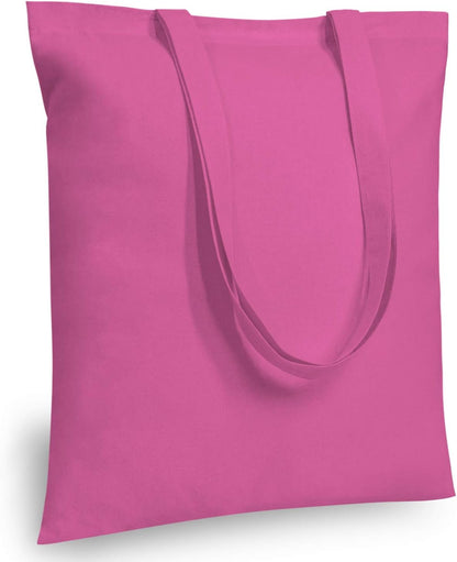 6-Pack Economical 16"x15" Pink Cotton Tote Bag, Lightweight Medium Reusable Grocery Shopping Cloth Bags, Suitable for DIY, Advertising, Promotion, Gift, Activity