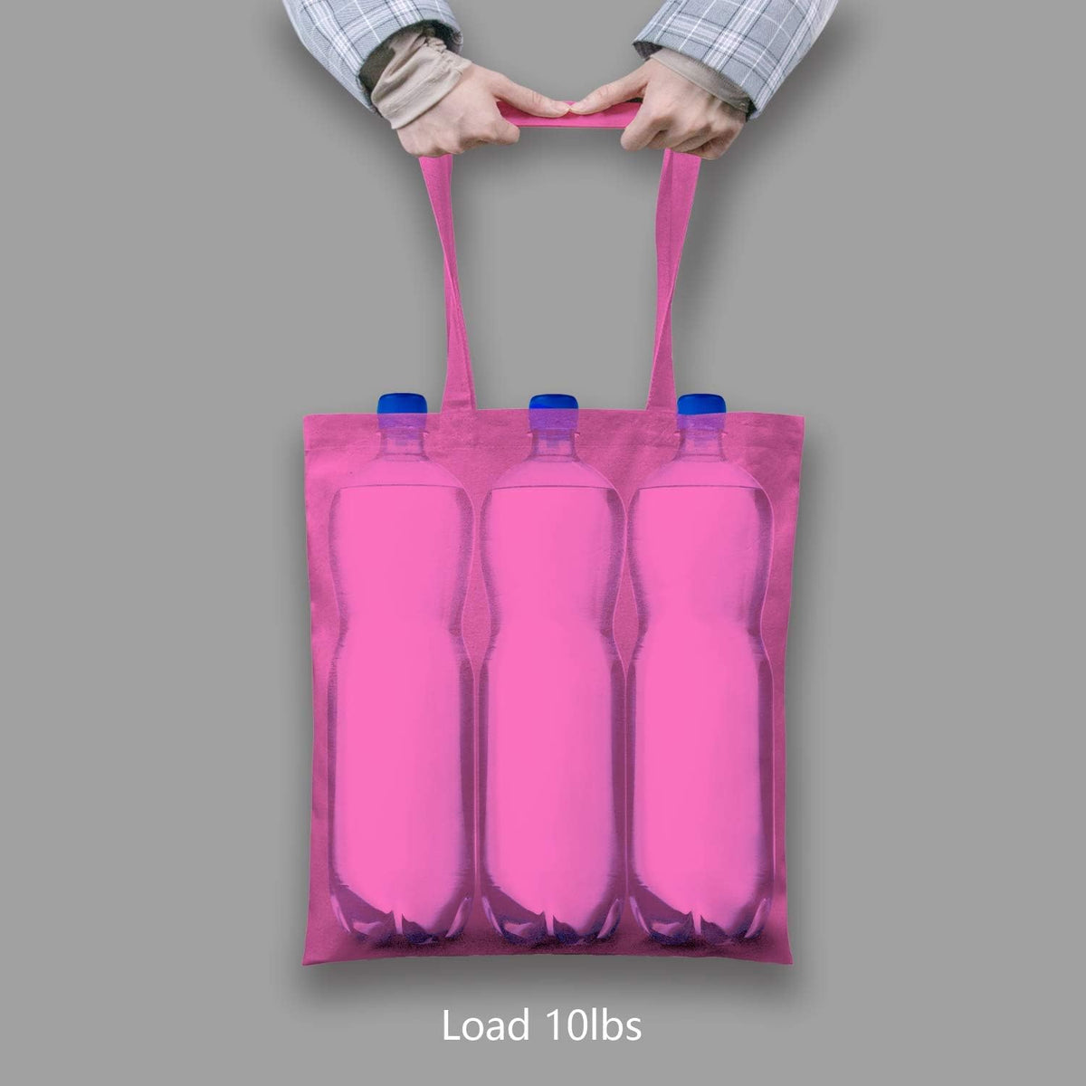 6-Pack Economical 16"x15" Pink Cotton Tote Bag, Lightweight Medium Reusable Grocery Shopping Cloth Bags, Suitable for DIY, Advertising, Promotion, Gift, Activity