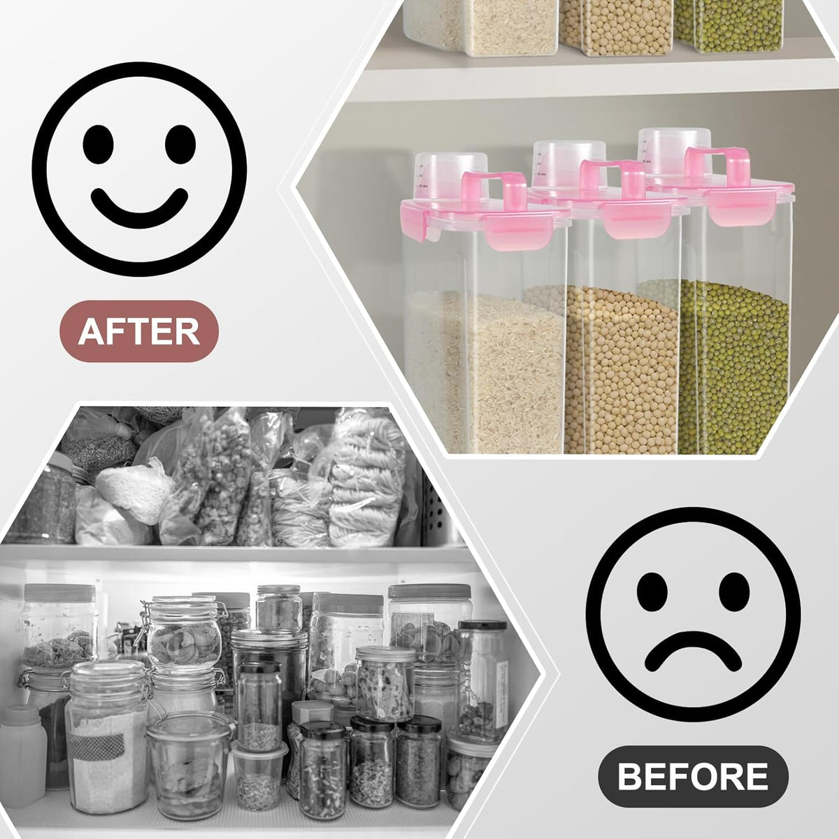 Airtight 10LBS Rice/Cereal/Dry Food Storage Container BPA Free, 5.28Qt Clear Plastic Kitchen and Pantry Organization Bin Suitable for Oats, Flour, Sugar, Pasta, Pet Food, etc (Rose Pink)