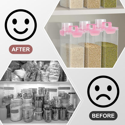 Airtight 10LBS Rice/Cereal/Dry Food Storage Container BPA Free, 5.28Qt Clear Plastic Kitchen and Pantry Organization Bin Suitable for Oats, Flour, Sugar, Pasta, Pet Food, etc (Rose Pink)