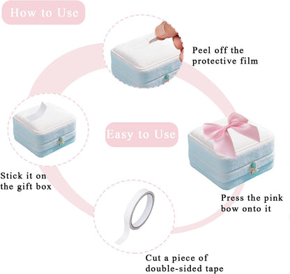 50PCS Mini Pink Bows for Gift Wrapping, 2.5 Inch Pink Satin Ribbon Bows Light Pink Twist Tie Bows with Double - Sided Tape for Treat Bags Pretied Bows for Baby Shower Wedding Decorations