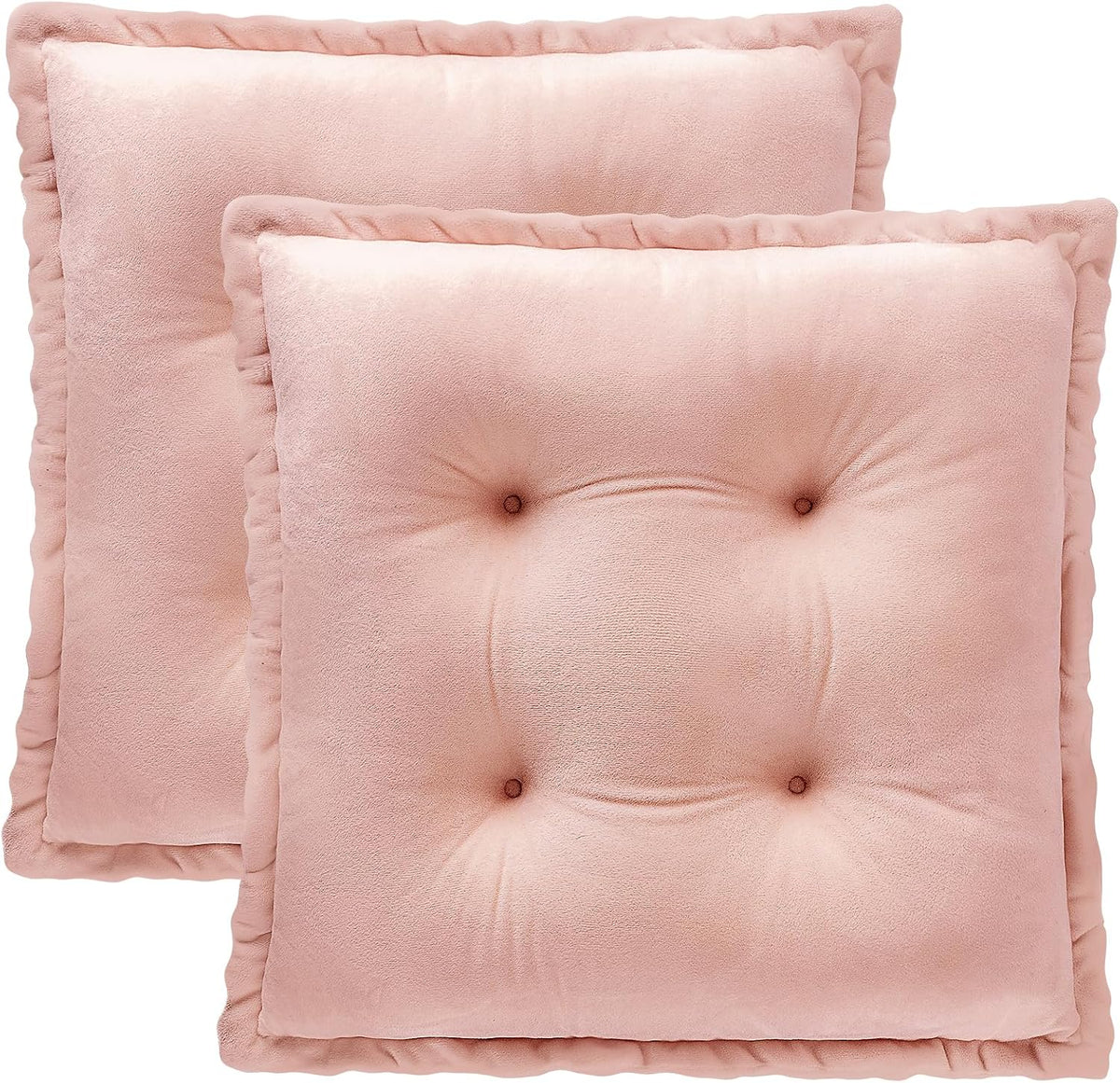 Chair Pads Cushions for Dining Chairs, Square Seat Cushion with Ties for Kitchen Adults Sitting and Office Desk Chair (Pink, 17.7x17.7 Inch (Set of 2))