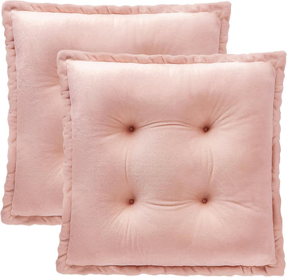 Chair Pads Cushions for Dining Chairs, Square Seat Cushion with Ties for Kitchen Adults Sitting and Office Desk Chair (Pink, 17.7x17.7 Inch (Set of 2))