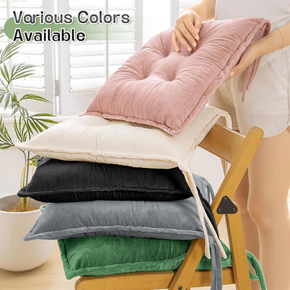 Chair Pads Cushions for Dining Chairs, Square Seat Cushion with Ties for Kitchen Adults Sitting and Office Desk Chair (Pink, 17.7x17.7 Inch (Set of 2))