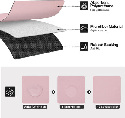 Dish Drying Mat for Kitchen Counter | Coffee Bar Mat for Countertops | Heat Resistant Drainer Mat with Non-slip Rubber Backed | Hide Stain Kitchen Absorbent Draining Mat | Pink 16"x18"