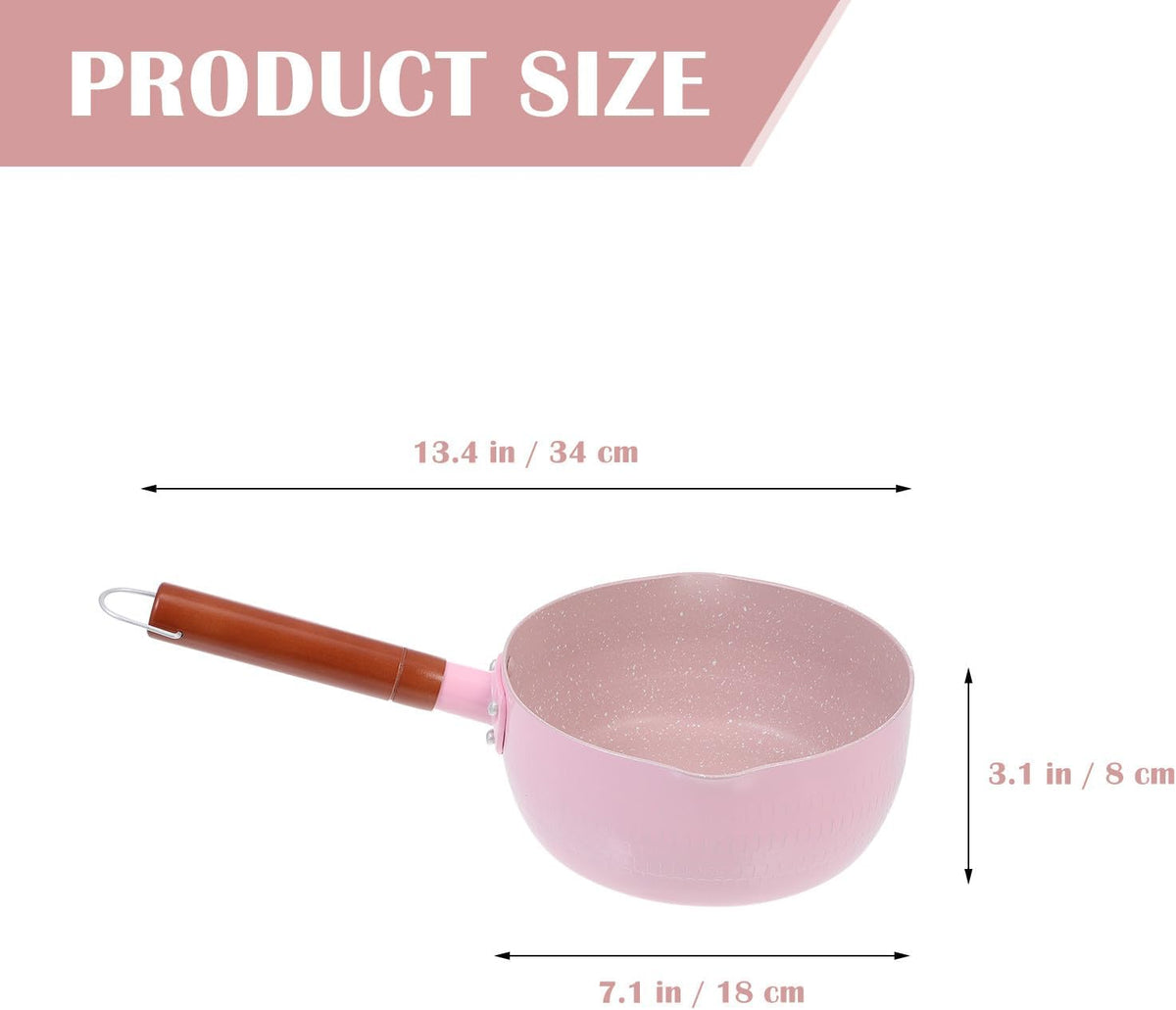 Maifan Stone Food Pot 18cm Pink Aluminium Saucepan Japanese Style Complementary Food Cookware for Home Cooking