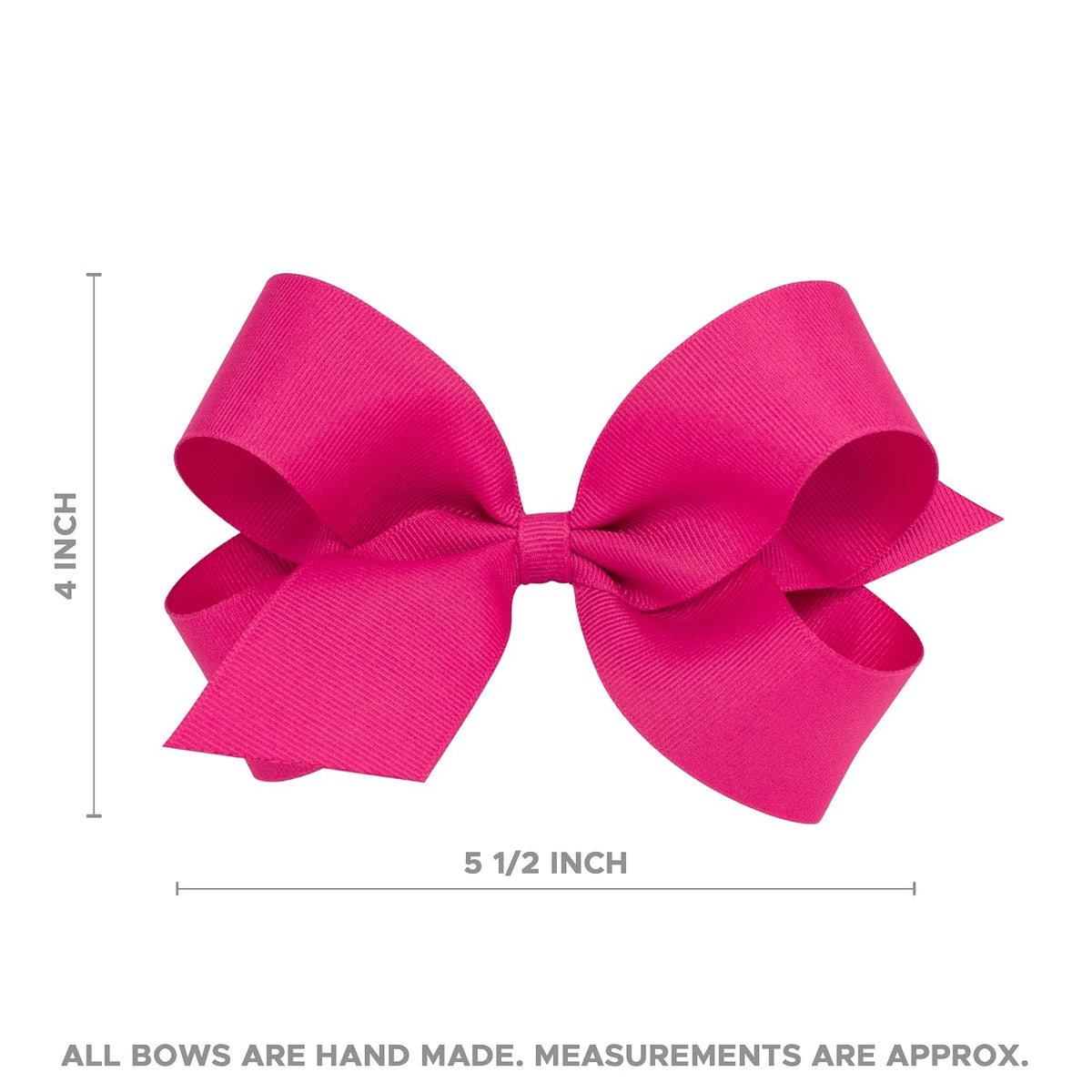 Girls' Classic Grosgrain Hair Bows, Light Pink, Large