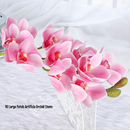 28.5inch Artificial Phalaenopsis Flowers 2 Bundles 10 Large Petals Orchids Fake Cymbidium Flowers Artificial Orchid Flowers Stem Plants Latex Phalaenopsis Branches for Home Décor (Pink)