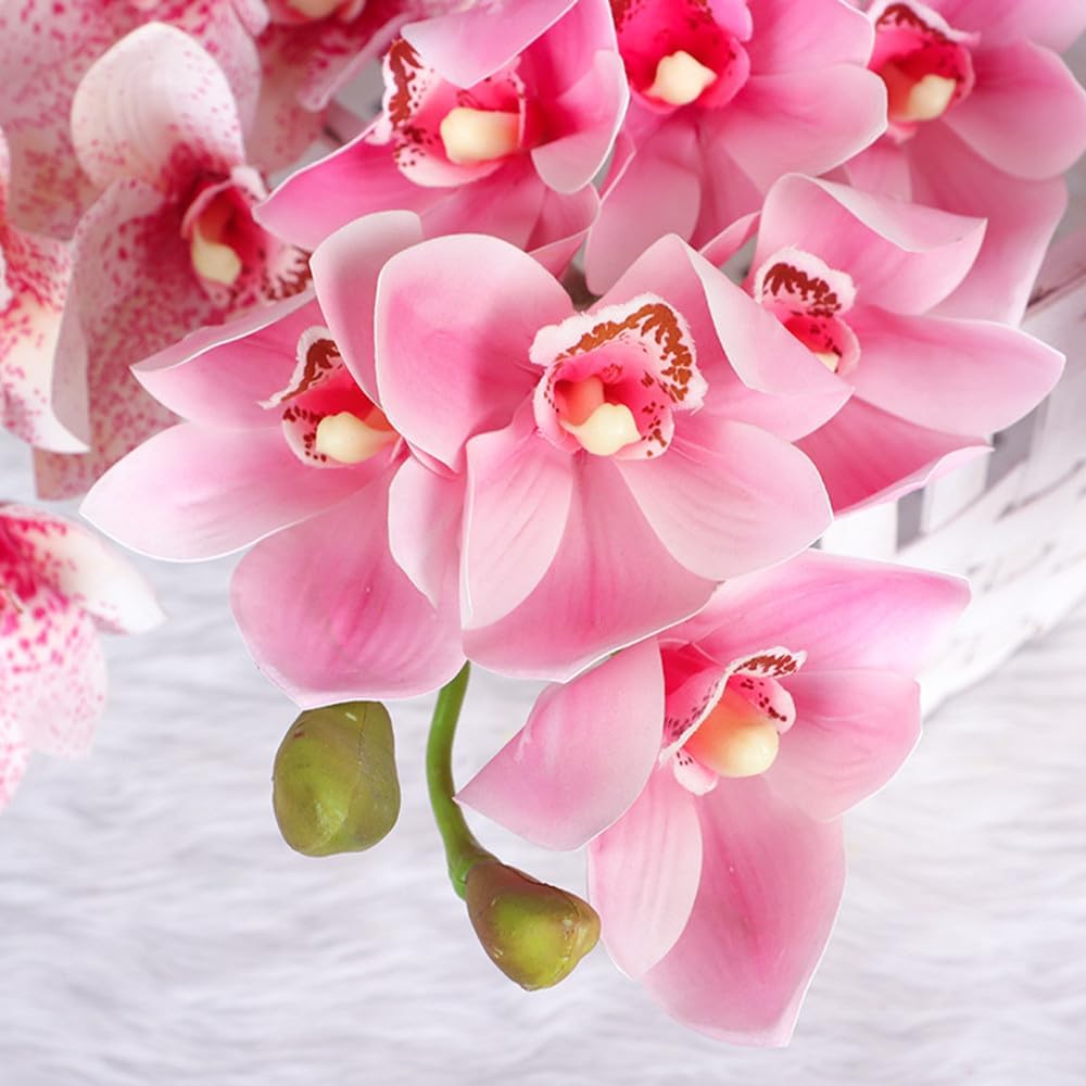 28.5inch Artificial Phalaenopsis Flowers 2 Bundles 10 Large Petals Orchids Fake Cymbidium Flowers Artificial Orchid Flowers Stem Plants Latex Phalaenopsis Branches for Home Décor (Pink)