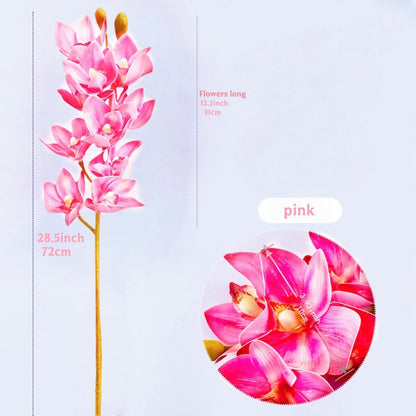28.5inch Artificial Phalaenopsis Flowers 2 Bundles 10 Large Petals Orchids Fake Cymbidium Flowers Artificial Orchid Flowers Stem Plants Latex Phalaenopsis Branches for Home Décor (Pink)