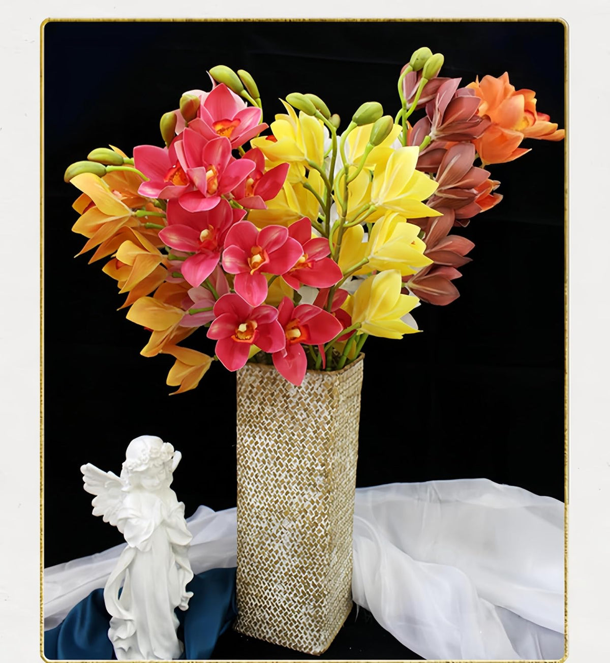 28.5inch Artificial Phalaenopsis Flowers 2 Bundles 10 Large Petals Orchids Fake Cymbidium Flowers Artificial Orchid Flowers Stem Plants Latex Phalaenopsis Branches for Home Décor (Pink)