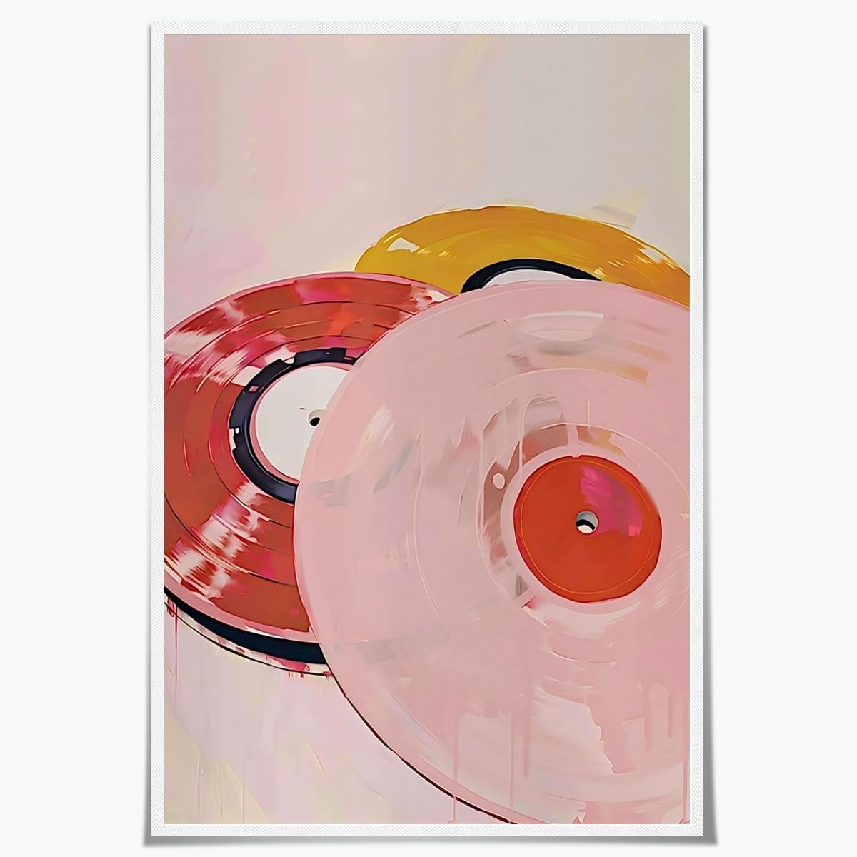 Music Wall Art Pink Retro Orange Red Vinyl Record Posters For Room Aesthetic Y2K Girly Print Poster Trendy Pastel Art 8x12inch Unframed