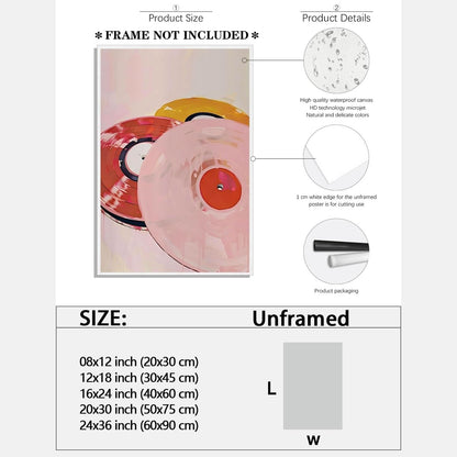Music Wall Art Pink Retro Orange Red Vinyl Record Posters For Room Aesthetic Y2K Girly Print Poster Trendy Pastel Art 8x12inch Unframed