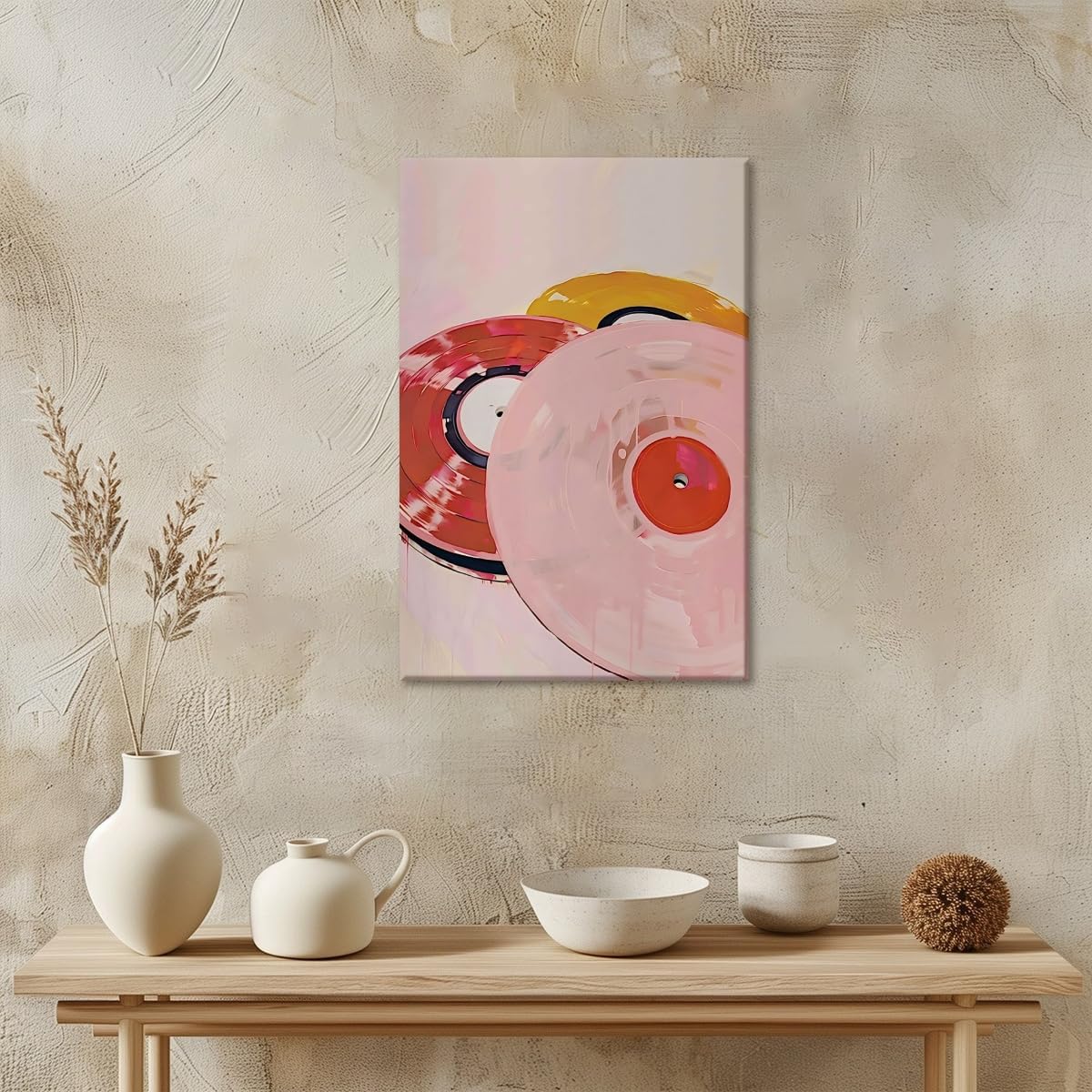 Music Wall Art Pink Retro Orange Red Vinyl Record Posters For Room Aesthetic Y2K Girly Print Poster Trendy Pastel Art 8x12inch Unframed