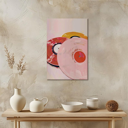Music Wall Art Pink Retro Orange Red Vinyl Record Posters For Room Aesthetic Y2K Girly Print Poster Trendy Pastel Art 8x12inch Unframed