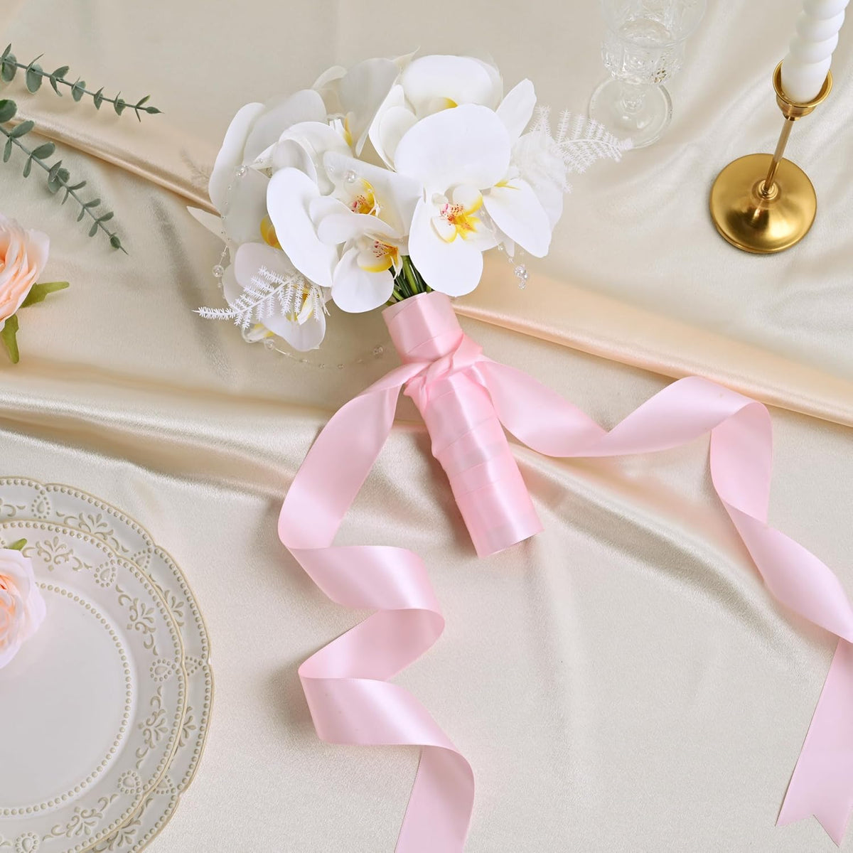 Double Face Light Pink Satin Ribbon 1-1/2 inch X 50 Yards Polyester Light Pink Ribbon for Gift Wrapping Very Suitable for Weddings Party Hair Bow Invitation Decorations and More